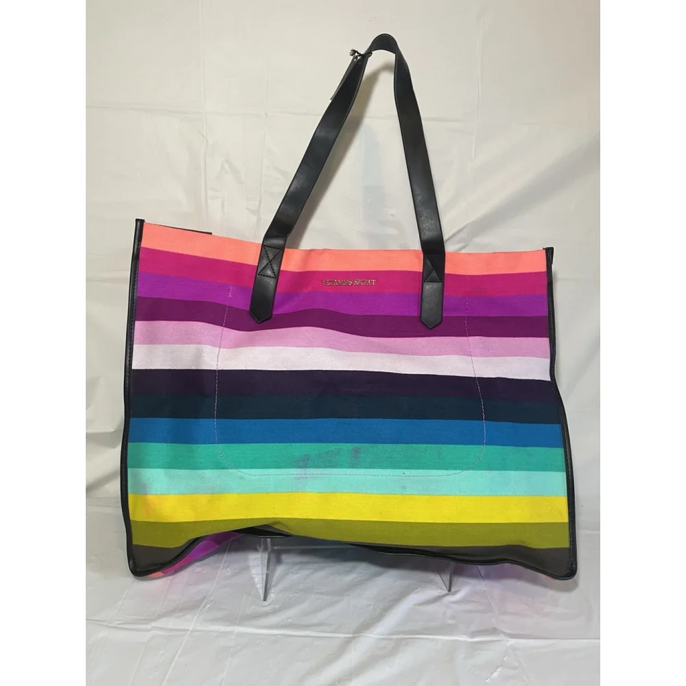 Victoria's Secret beach summer Oversized Shoulder Tote Bright Striped Bag new_16
